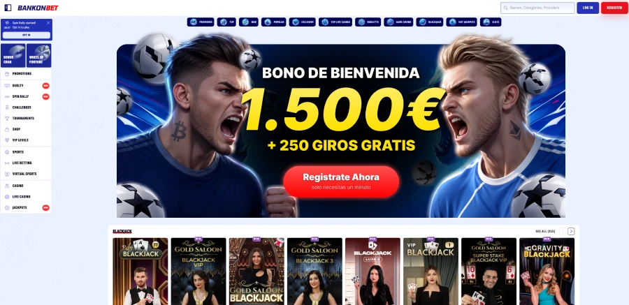 Interfaz de la app móvil de bankonbetspain en smartphone