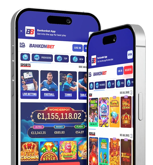 Captura de pantalla de la app bankonbetspain en dos smartphones